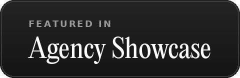 Featured in Agency Showcase badge, dark version