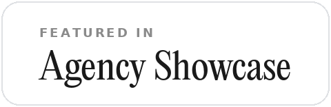 Featured in Agency Showcase badge, light version