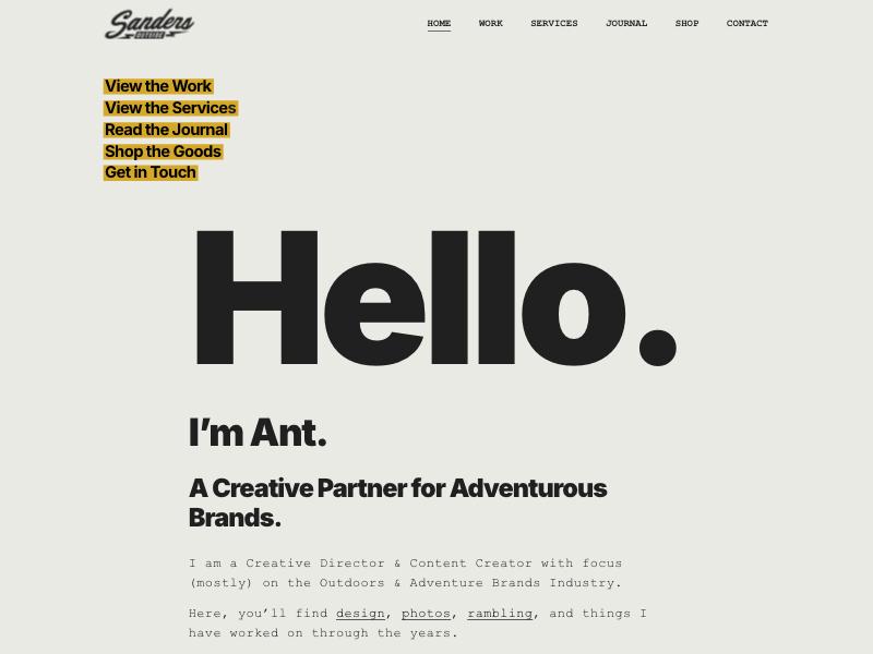 Ant Sanders — Creative Director portfolio website