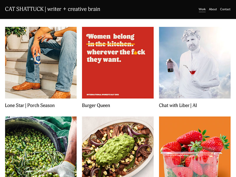 Cat Shattuck, Copywriter portfolio website