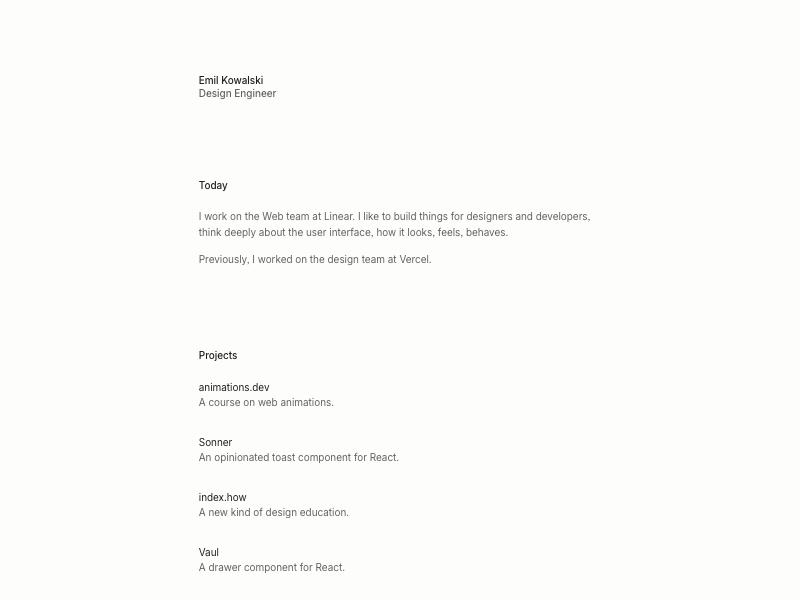 Emil Kowalski, Developer portfolio website