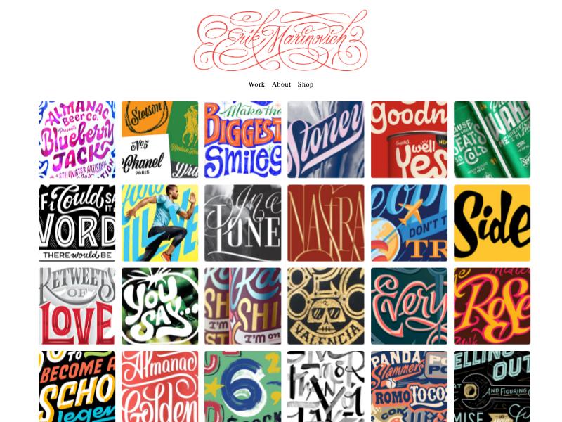 Erik Marinovich, Lettering Artist portfolio website