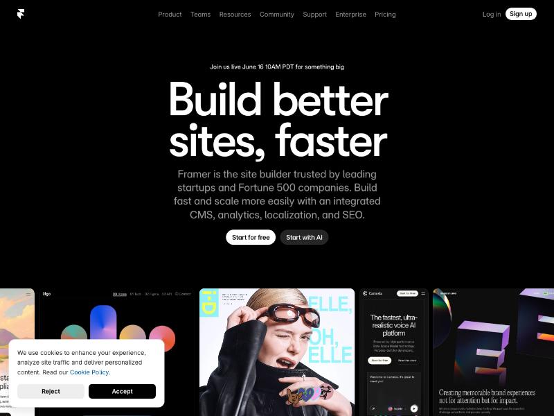 Framer website builder