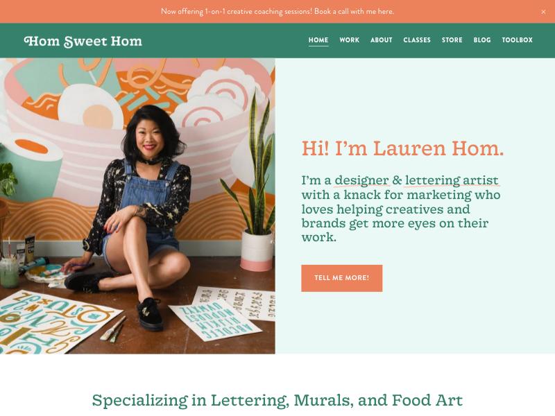 Lauren Hom, Lettering Artist portfolio website