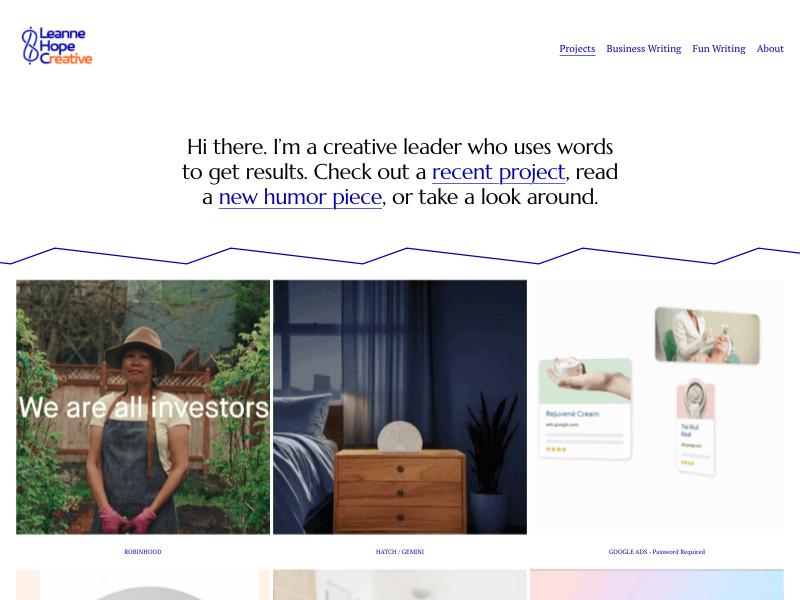 Leanne Chabalko, Copywriter portfolio website