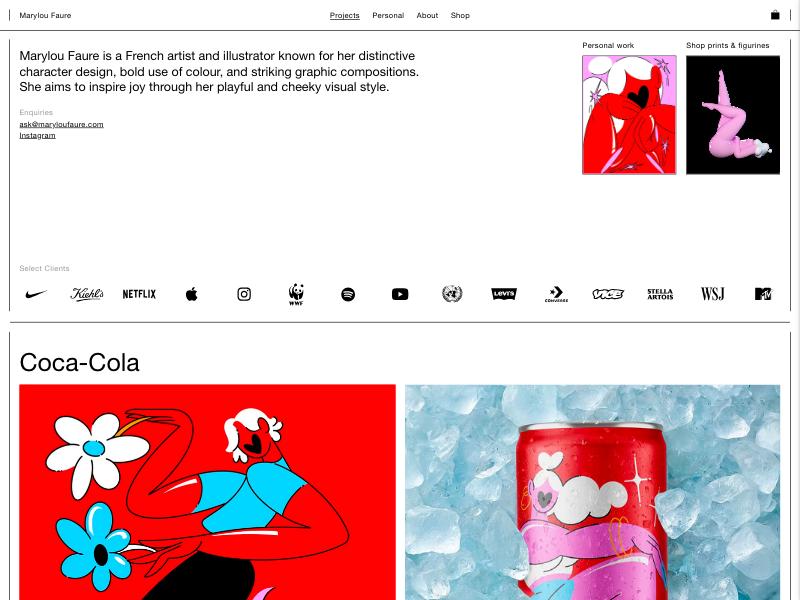 Marylou Faure, Illustrator portfolio website