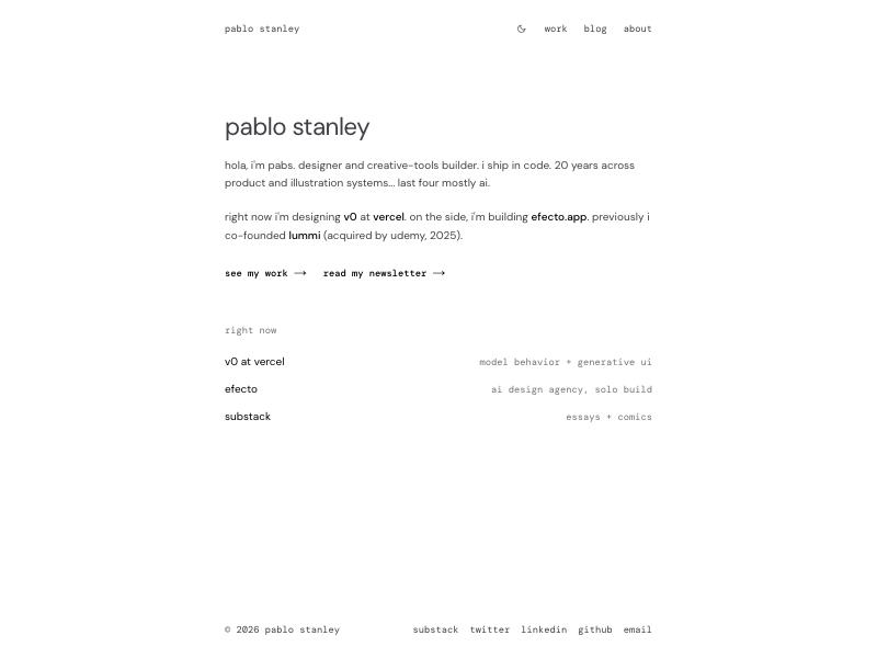 Pablo Stanley, Designer portfolio website