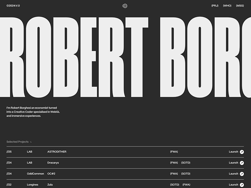 Robert Borghesi, Developer portfolio website