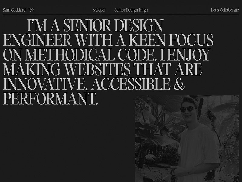 Sam Goddard, Developer portfolio website
