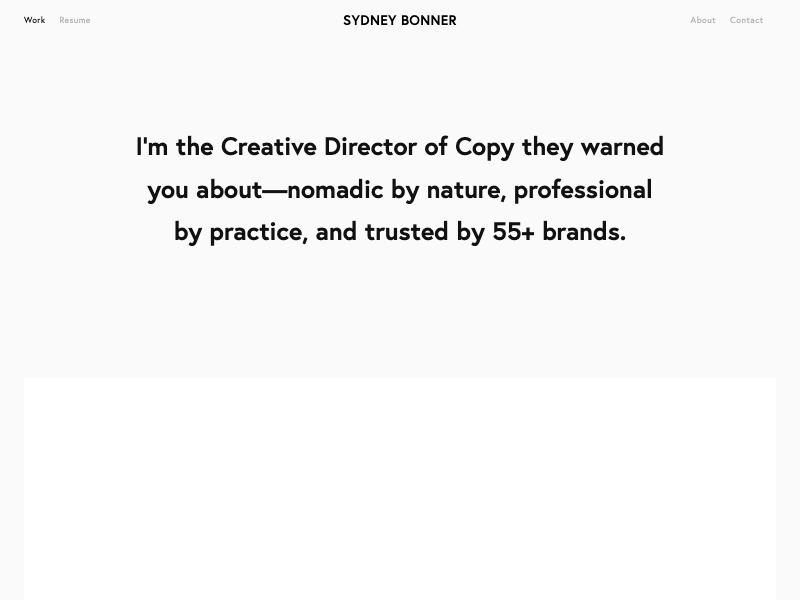 Sydney Bonner, Copywriter portfolio website