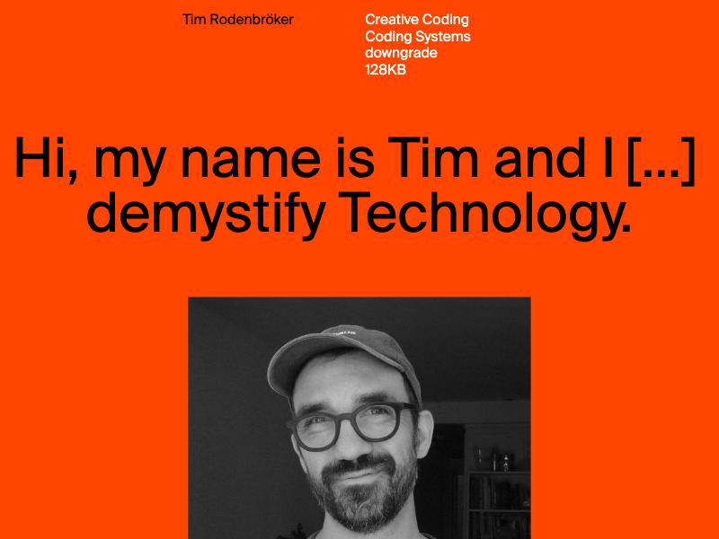 Tim Rodenbröker, Creative Coder portfolio website